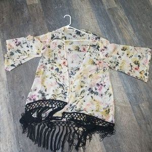 Wet seal floral fringe kimono